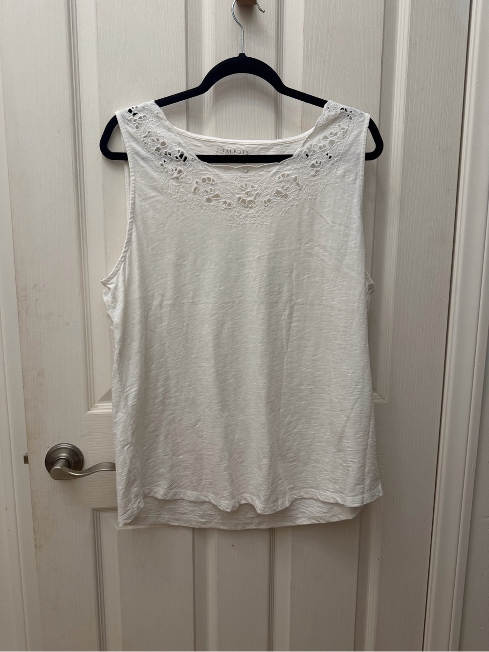 Talbots White Eyelet Yoke Sleeveless Tank